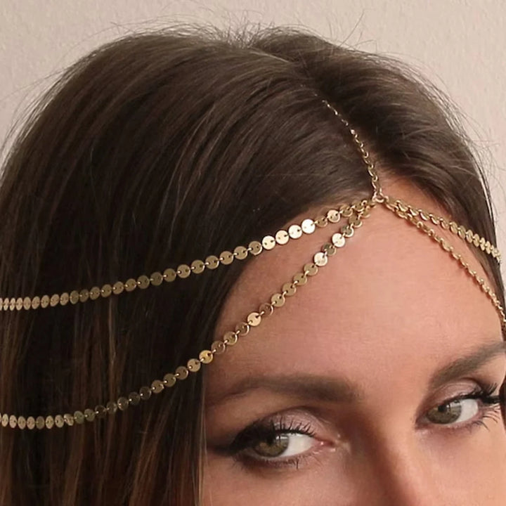 سلسلة رأس معدنية متعددة الطبقات للنساء زينة شعر