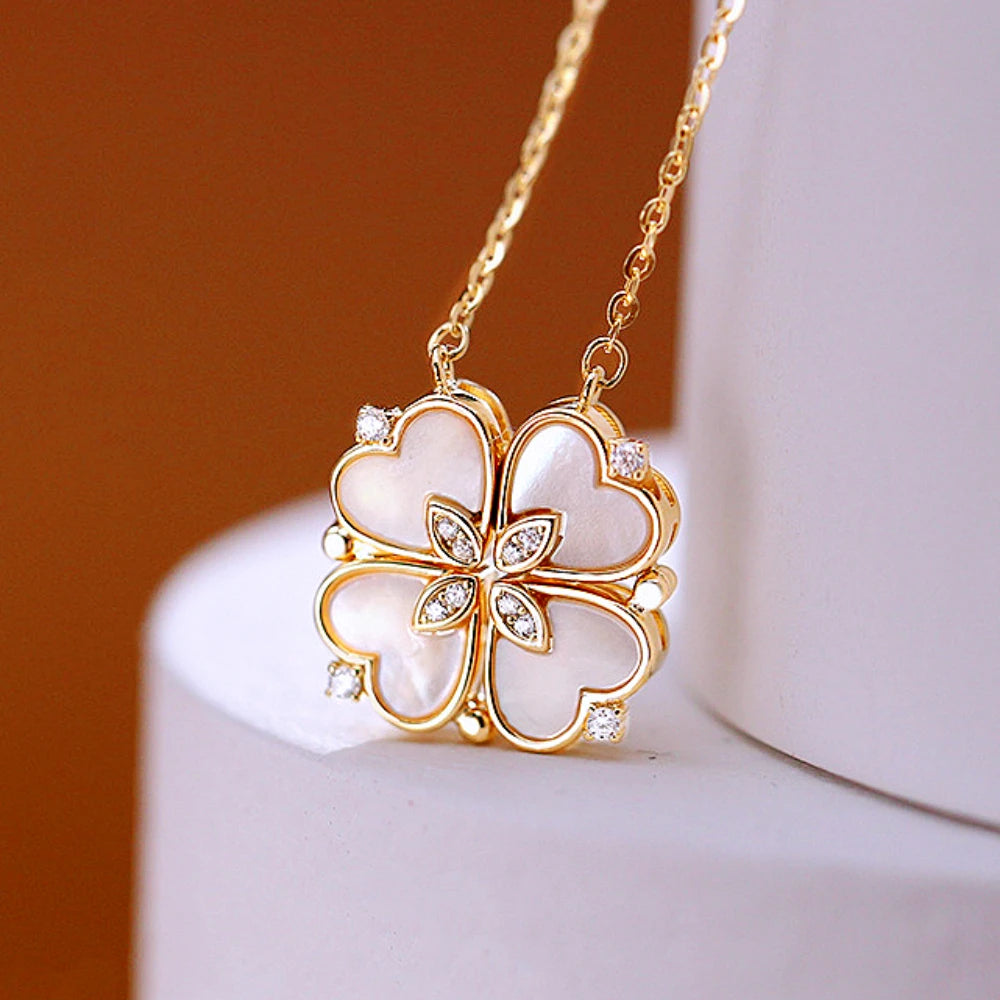 Clover Heart Magnetic Pendant Necklace for Women