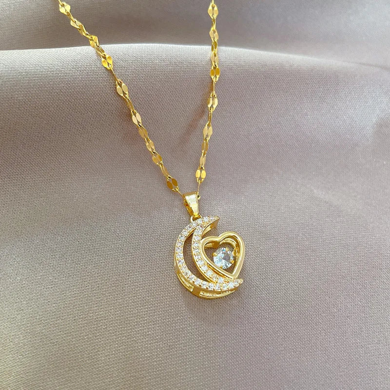 Moon Heart Pendant Necklace