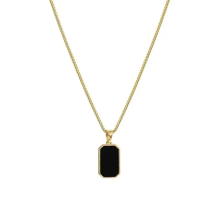 Black Square Pendant Choker Necklace