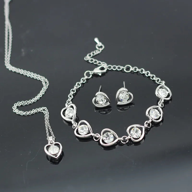 Crystal Heart Bridal Jewelry Set