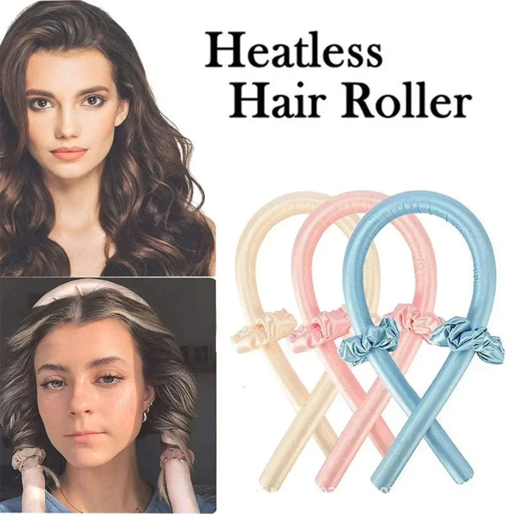 Woman Heatless Curling Rod Curls