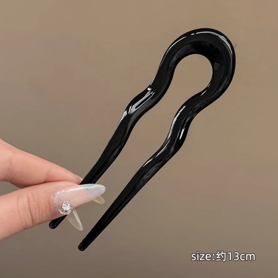 Retro Black U-Shaped Hairpin