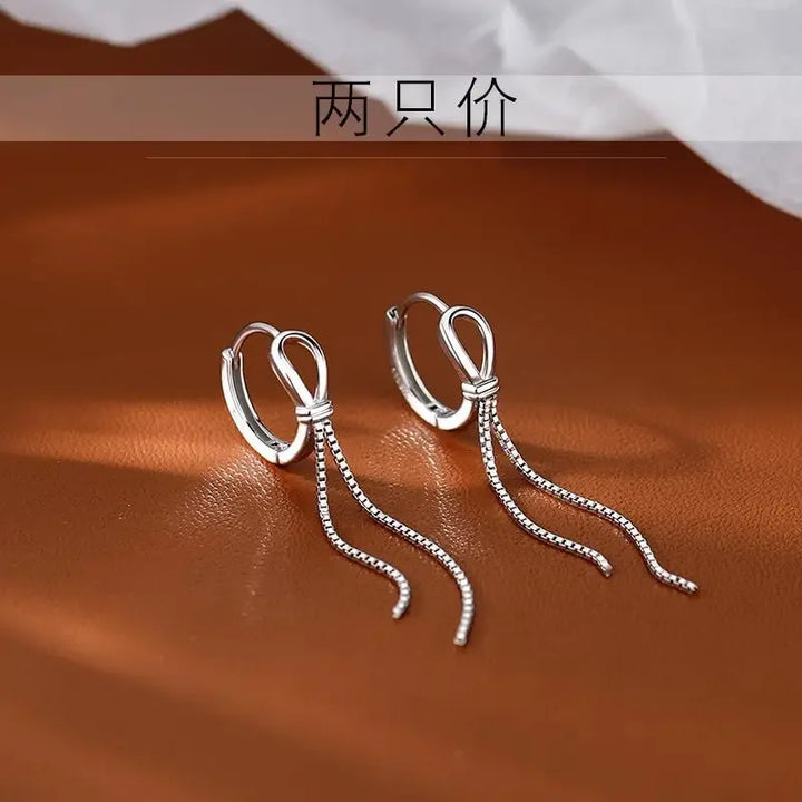 925 Sterling Silver Knot Tassel Earrings for Women
