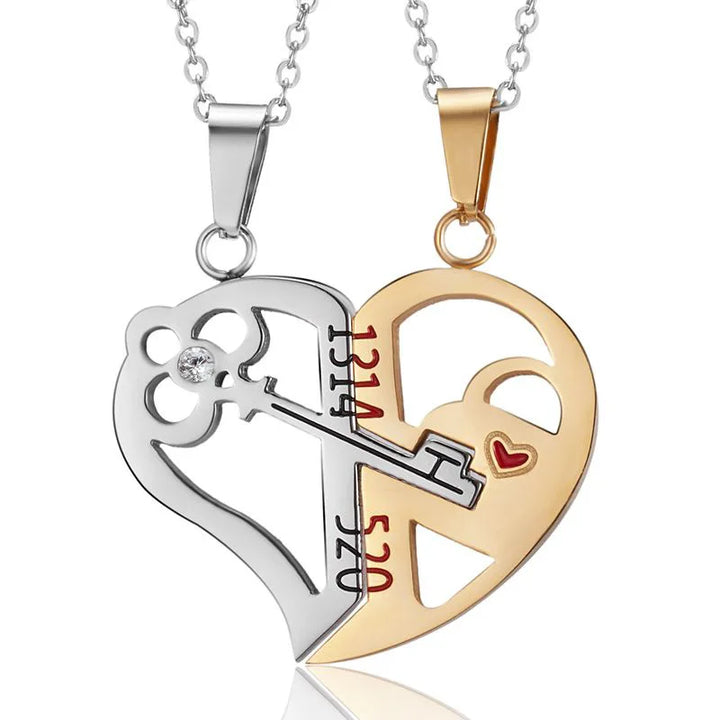 Couple Electrocardiogram Heart Necklace