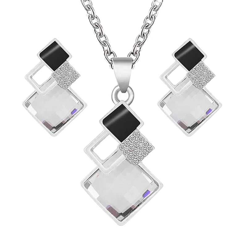 Crystal Pendant Bridal Jewelry Set