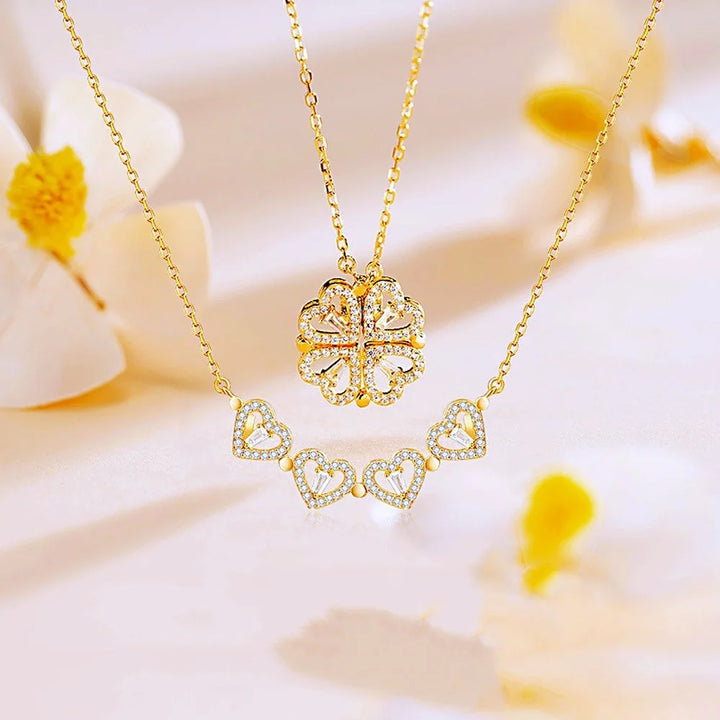 Clover Heart Magnetic Pendant Necklace for Women
