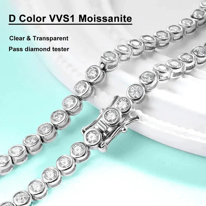 Moissanite Tennis Necklace 925 Silver