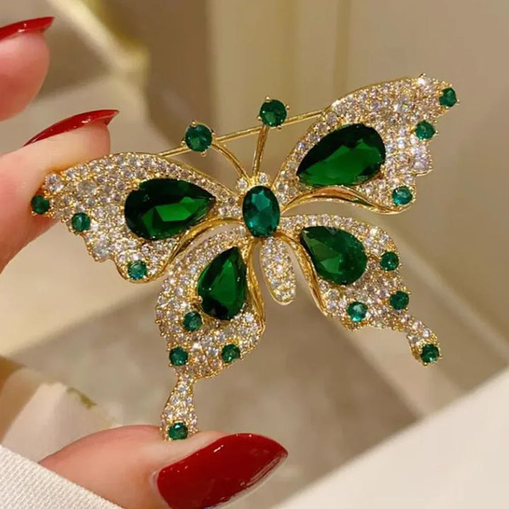 Green Emerald Butterfly Brooch Jewelry