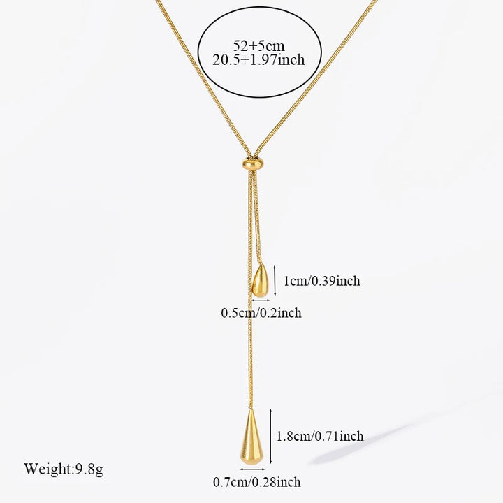 Trendy 316L Stainless Steel Water Drop Pendant Necklace for Women