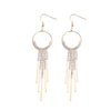 Gold Crystal Tassel Dangle Earrings