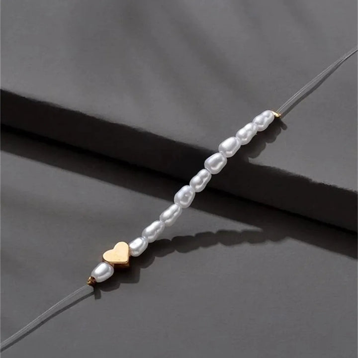 Vintage Gold Heart Pearl Choker Necklace for Women and Girls