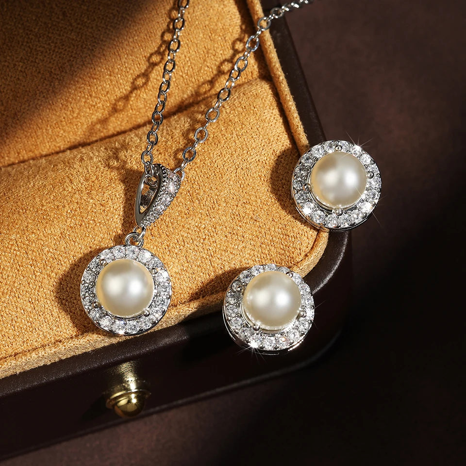 Pearl Zircon Jewelry Set