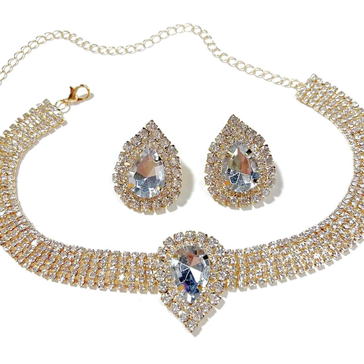 Rhinestone Bridal Choker Jewelry Set