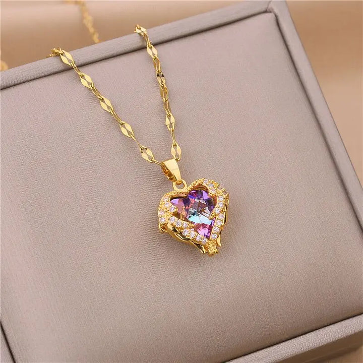 Colorful Crystal Ocean Heart Pendant