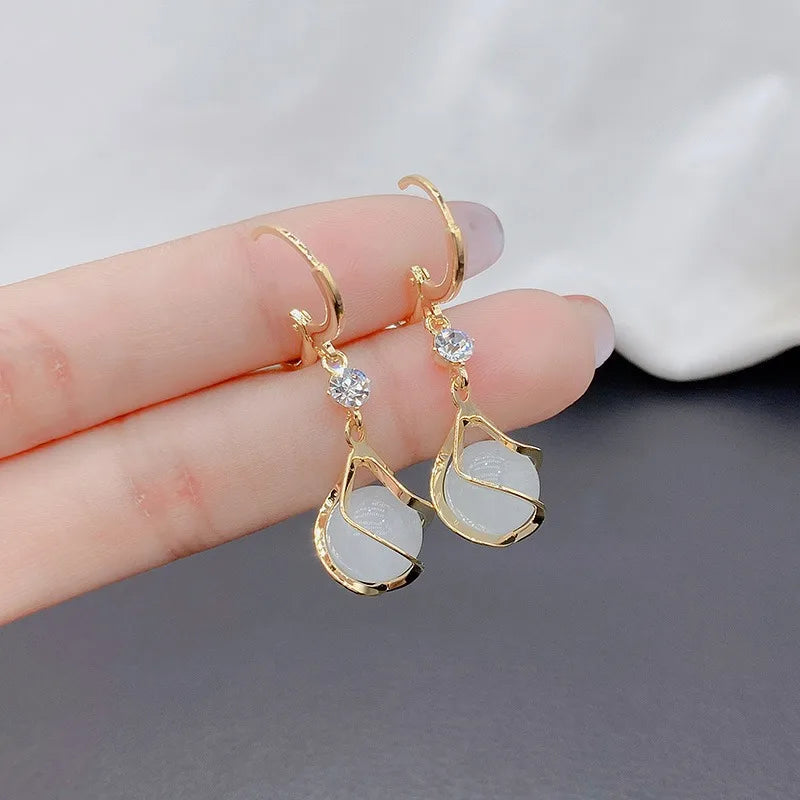 Korean Crystal Zircon Dangle Earrings