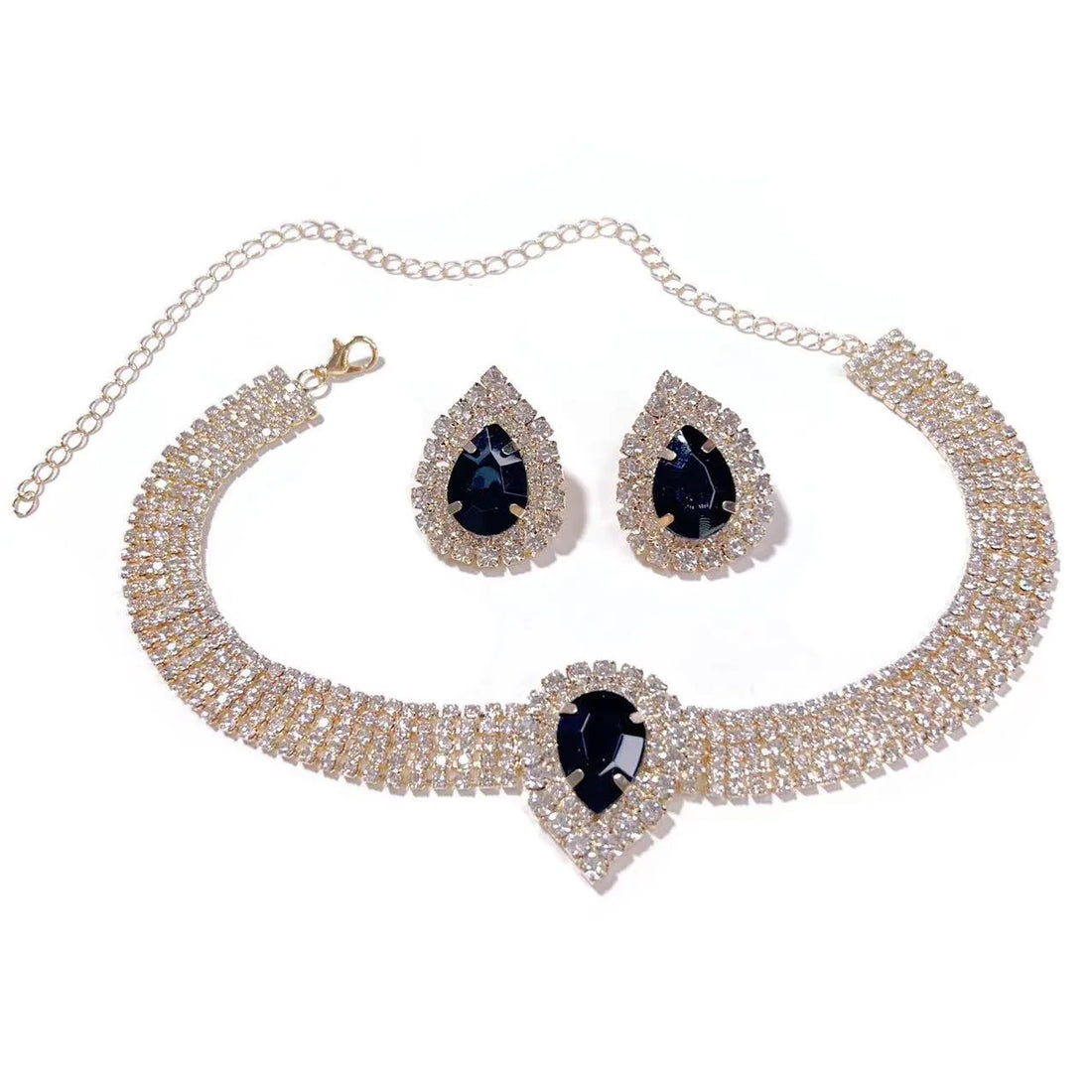 Rhinestone Bridal Choker Jewelry Set