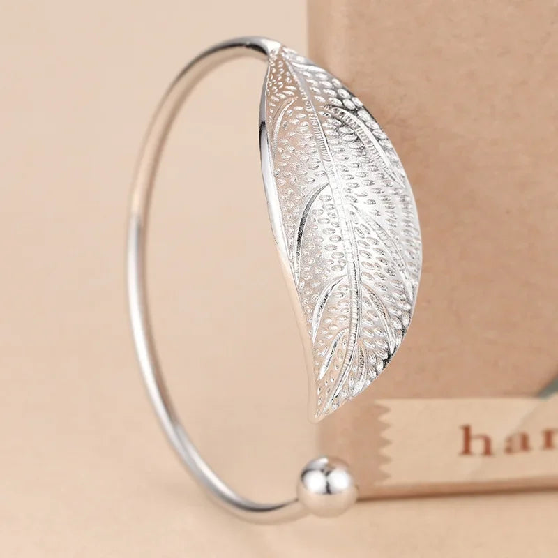 Silver Leaf Cuff Bracelet