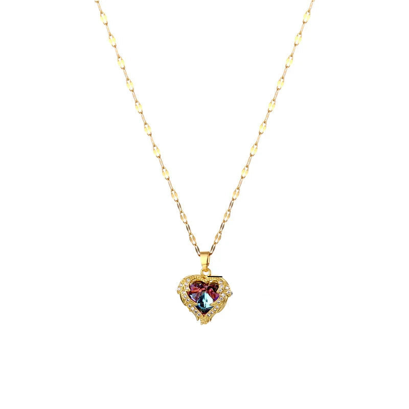 Colorful Crystal Ocean Heart Pendant