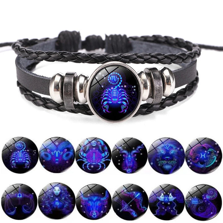 Luminous Zodiac Leather Wrap Bracelet