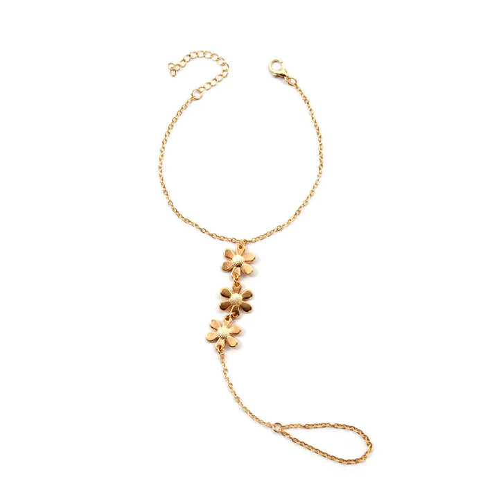 Gold Flower Pendant Link Bracelet