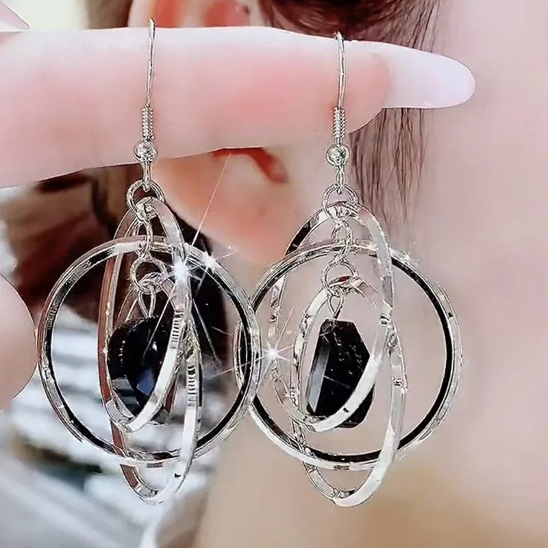 Black Crystal Dangle Earrings