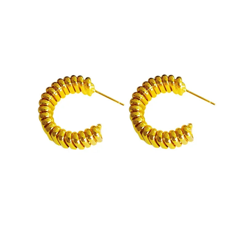 Silver Needle Gold Hoop Earrings