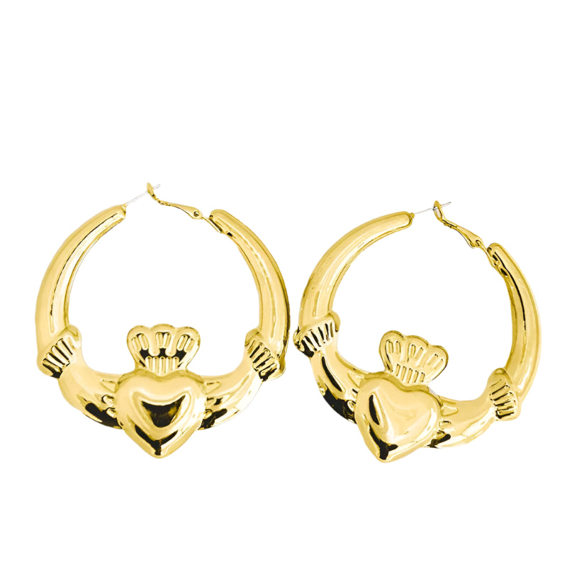 Gold Heart Hoop Earrings for Women