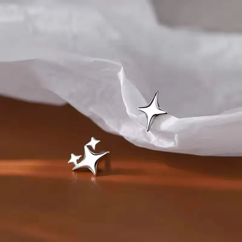 أقراط نجمة فضة 925 مع سلاسل نسائية عصرية