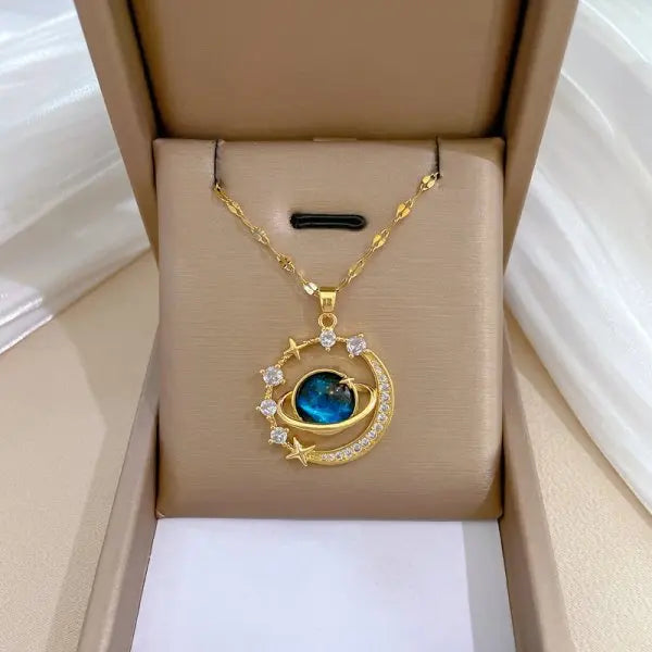 Planet Sun Zircon Pendant Necklace