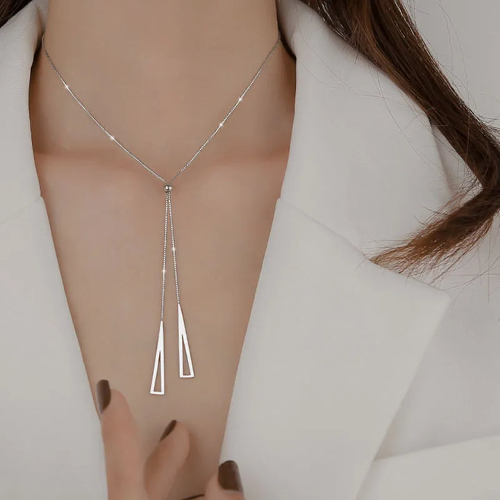 Tassel Necklace with Triangle Pendant for Women