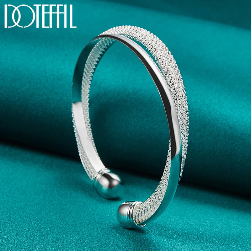 Silver Smooth Reticulated Bangle