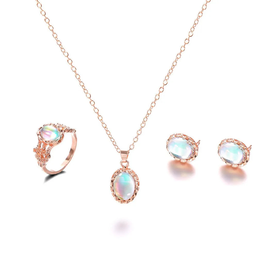 Blue Crystal Wedding Jewelry Set