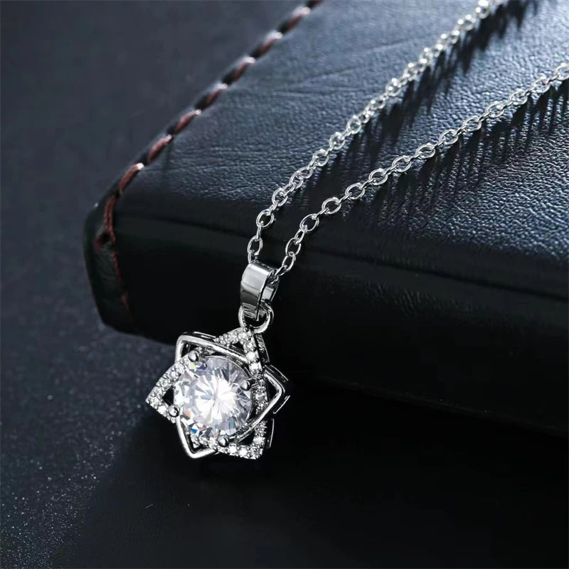 Zircon Star Charm Choker Necklace