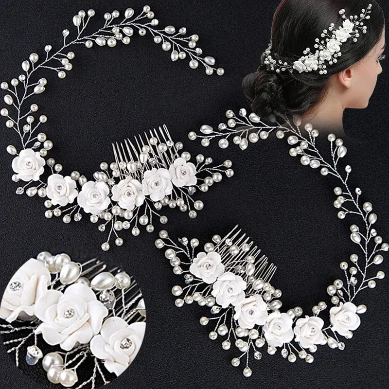 Floral Rhinestone Pearl Headband