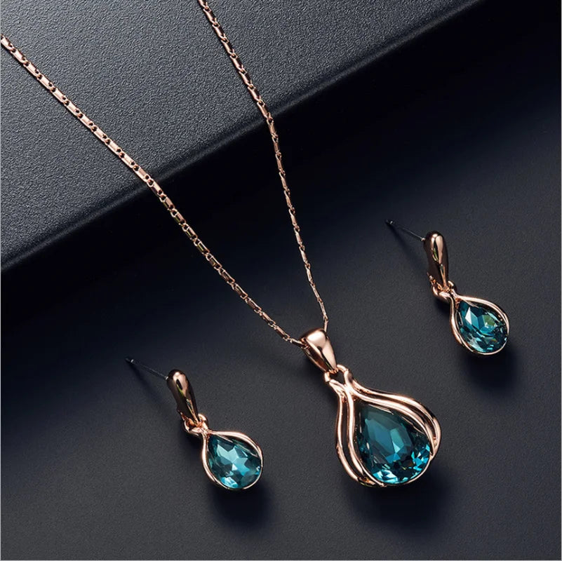 Elegant Waterdrop Rhinestone Jewelry Set