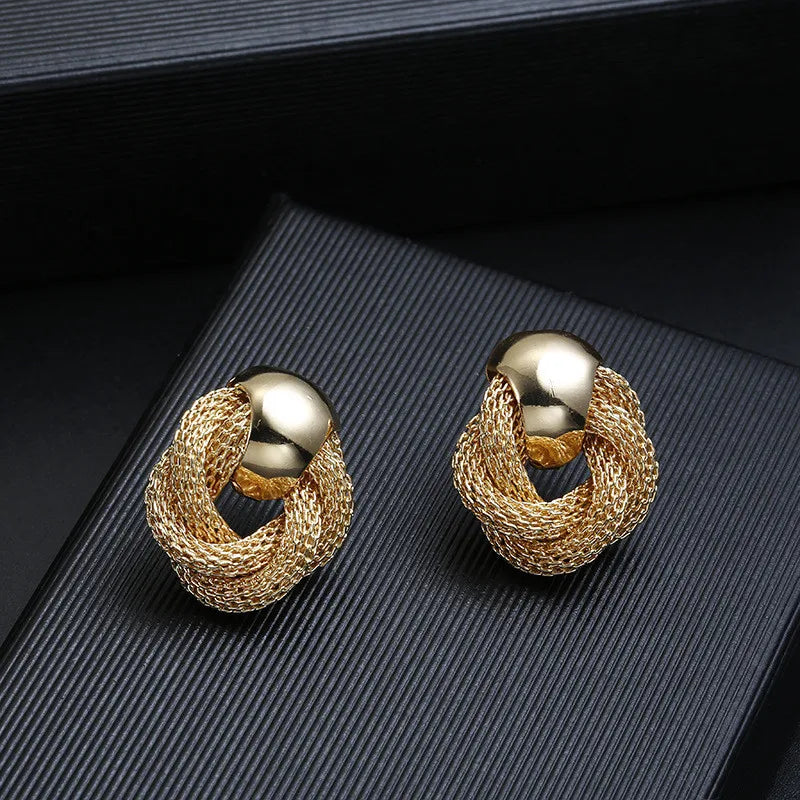 Vintage Metallic Twisted Circle Earrings