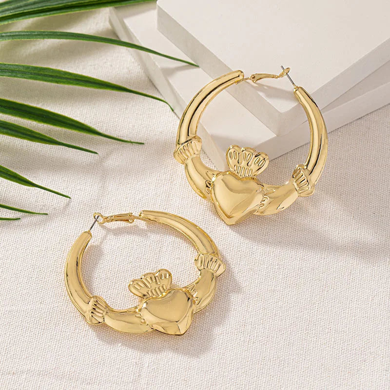 Gold Heart Hoop Earrings for Women