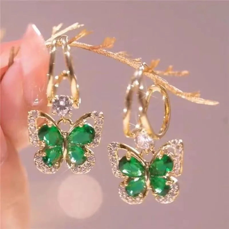 Vintage Green Crystal Earrings