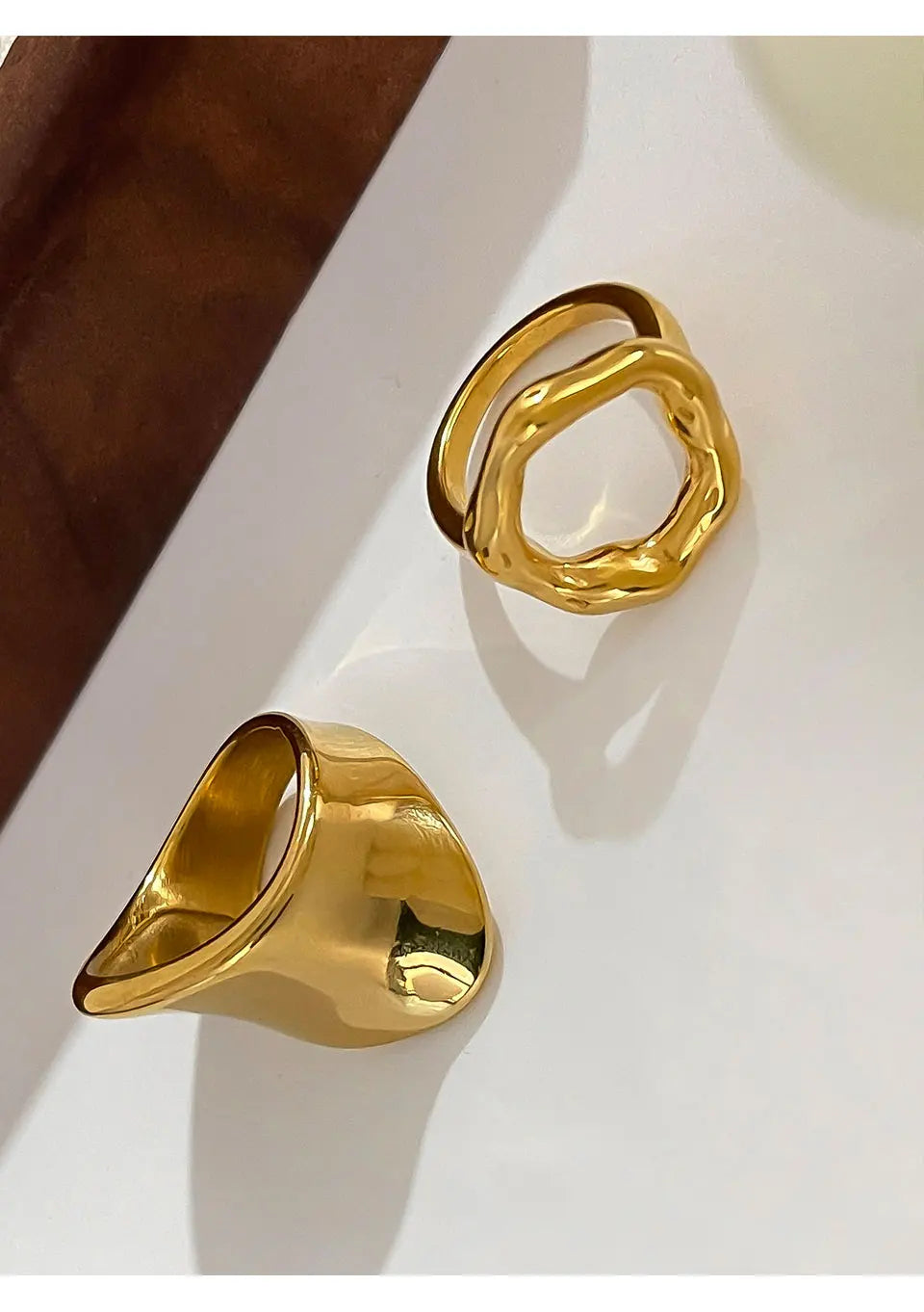خواتم Peri'sbox Minimalism المقاومة للتآكل من الفولاذ المقاوم للصدأ مطلية بالذهب عيار 18 قيراطًا من مادة Pvd للنساء بتصميم فريد ومجوهرات أنيقة كهدية للعطلات