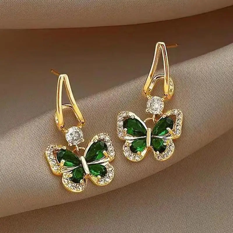 Vintage Green Crystal Earrings