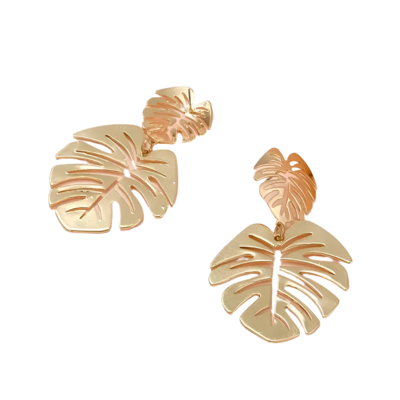 Metal Leaf Dangle Earrings Women