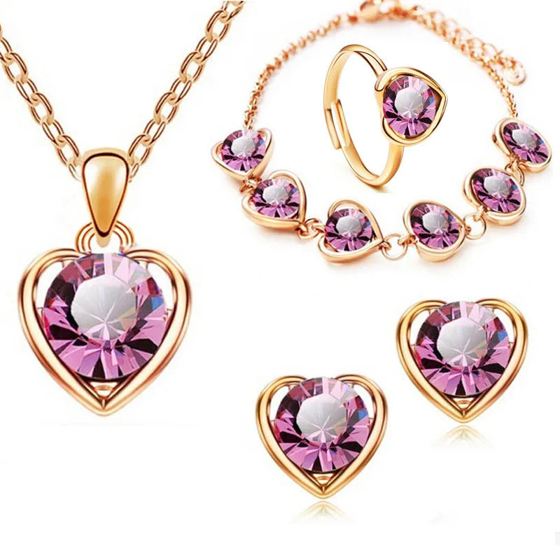 Crystal Heart Bridal Jewelry Set