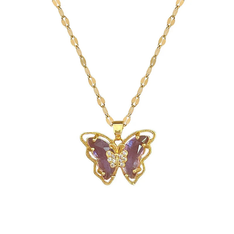 Hollow Titanium Steel Butterfly Necklace