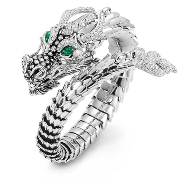 Men's Fashion Green Zircon Dragon Ring