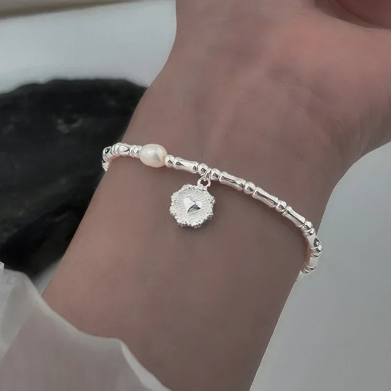 Silver Pearl Knot Bracelet