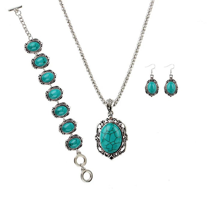 Vintage Turquoise Jewelry Set Women