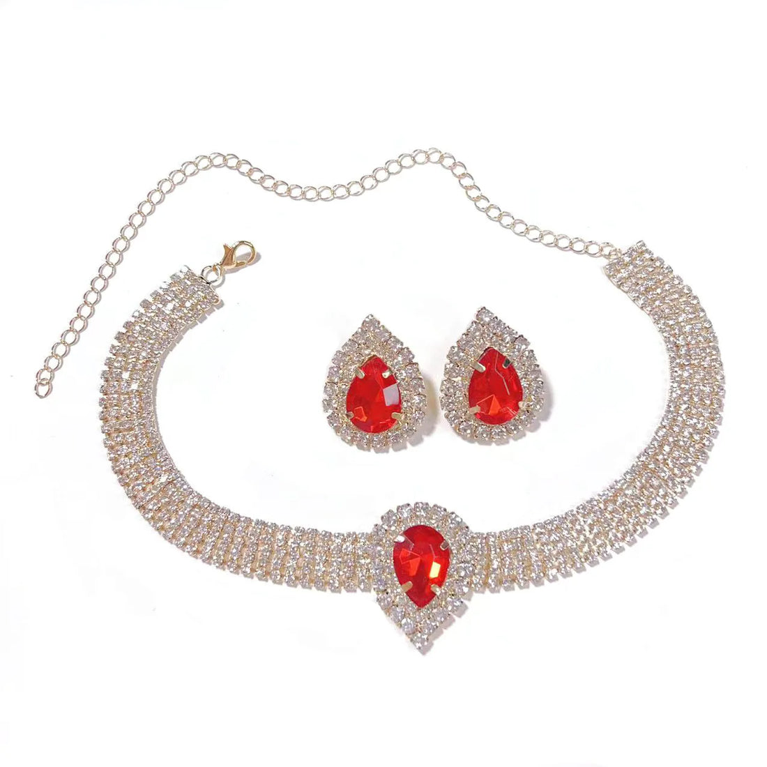 Rhinestone Bridal Choker Jewelry Set