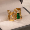 Vintage Green Zircon Gold Wedding Ring