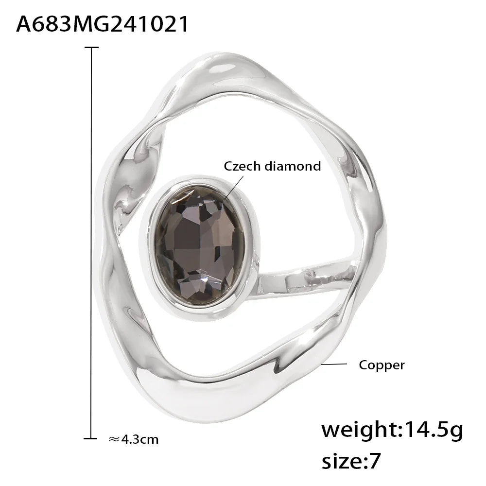 Stainless Steel Rhinestone Open Rings